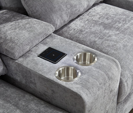 Modern Sectional Sofa Couch with Console,USB Charging Port,Reading Light,Cup Holder, Light Grey - sold by Home Elegance USA