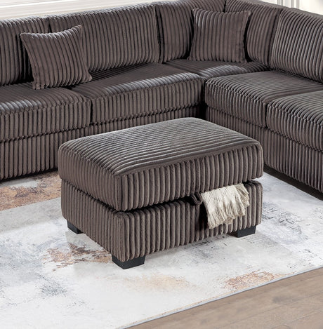 Chocolate Fur-Like Corduroy Sectional Sofa Reversible Chaise Sofa w USB Storage Ottoman Upholstered Couch Pillows 3pc Set Living Room - sold by Home Elegance USA