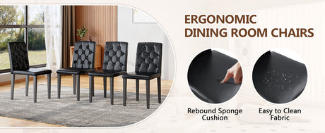 Table and chair set.71*35.4 inch Walnut Grain Spliced Dining Table With Storage Function In The Middle Of The Table Legs.Paired with 8 black PU dining chairs with ergonomic buckle backrest. - sold by Home Elegance USA