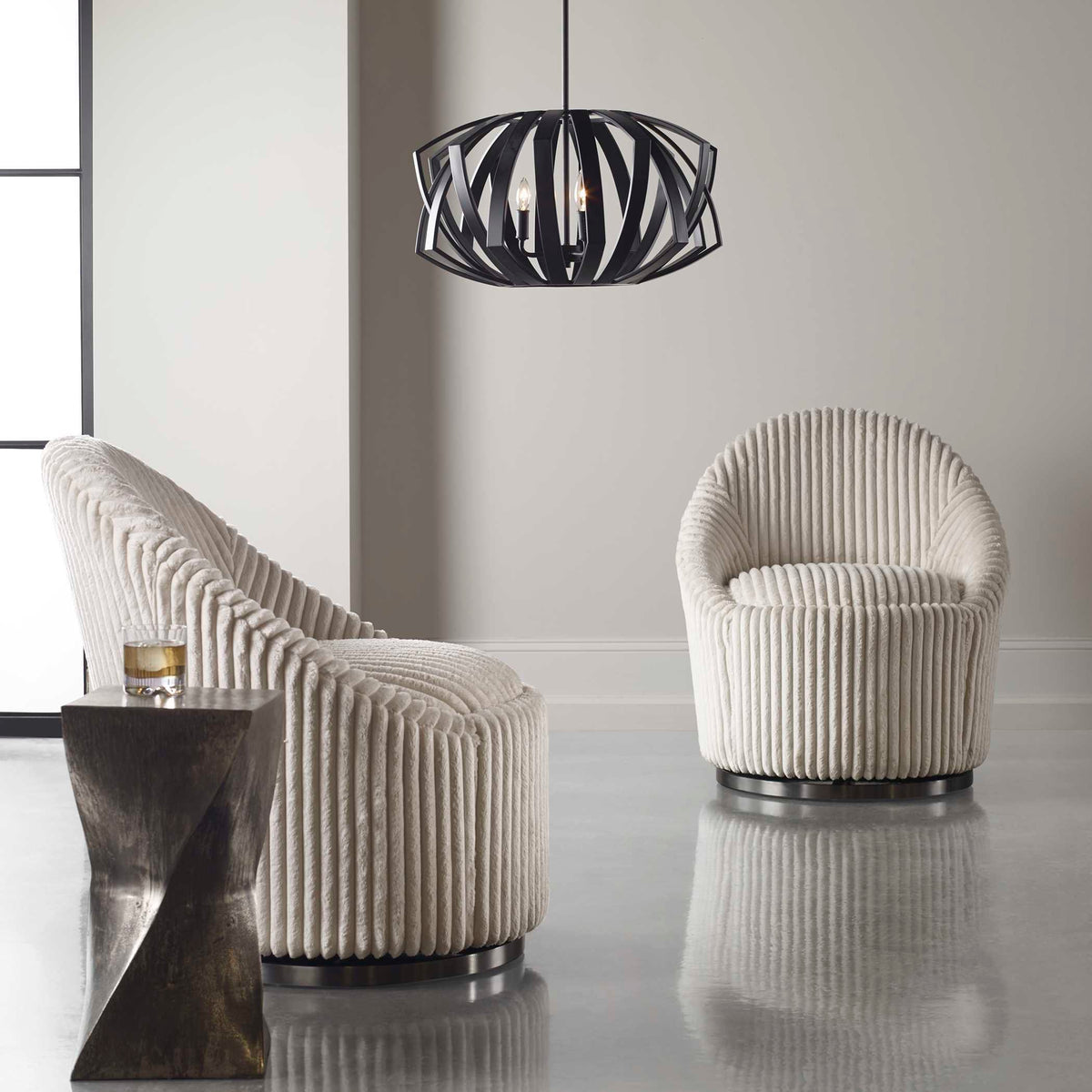 Thales Geometric 3 Light Pendant - Black by Uttermost - View 2