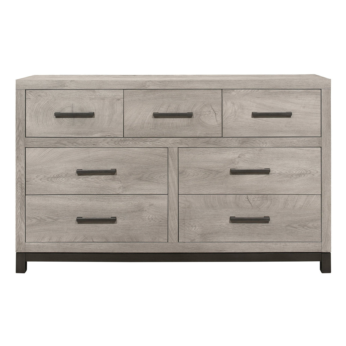 Attractive Gray Finish 1pc Dresser of 7x Drawers Metal Bar Hardware Premium Melamine Board Wooden Bedroom Furniture - B01168630 - Home Elegance USA - 1