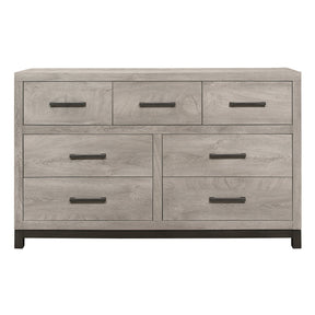Attractive Gray Finish 1pc Dresser of 7x Drawers Metal Bar Hardware Premium Melamine Board Wooden Bedroom Furniture | Home Elegance USA