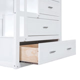 Twin Over Twin Bunk Bed with Trundle and Staircase,White(OLD SKU:LT000068AAK) - Home Elegance USA