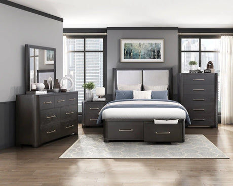 Gilbert Charcoal Oak Platform Bedroom Set with Storage – Homelegance - sold by Home Elegance USA