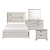 White & Gold Bedroom Set with LED Upholstered Bed – Modern Glam Audra Collection 1383