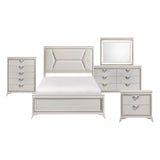 White & Gold Bedroom Set with LED Upholstered Bed – Modern Glam Audra Collection 1383