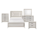 White & Gold Bedroom Set with LED Upholstered Bed – Modern Glam Audra Collection 1383