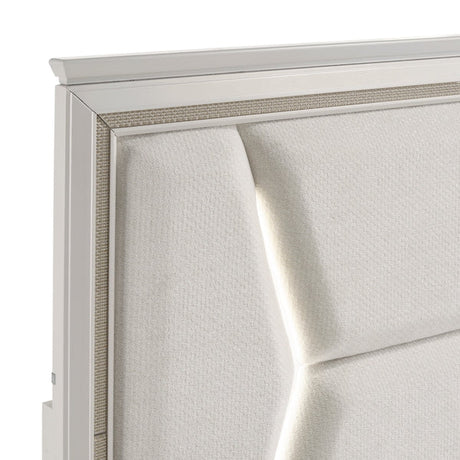 White & Gold Bedroom Set with LED Upholstered Bed – Modern Glam Audra Collection 1383 - sold by Home Elegance USA