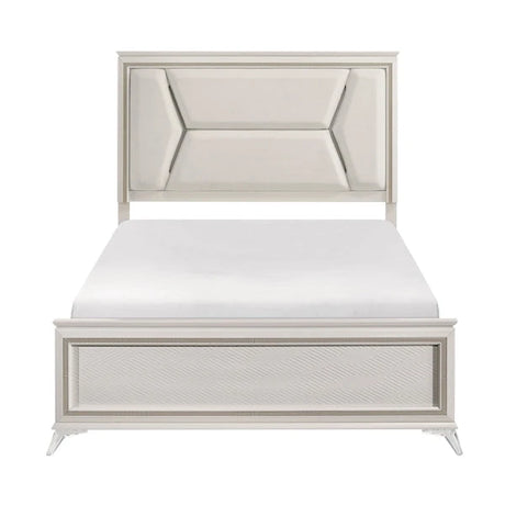 White & Gold Bedroom Set with LED Upholstered Bed – Modern Glam Audra Collection 1383 - sold by Home Elegance USA
