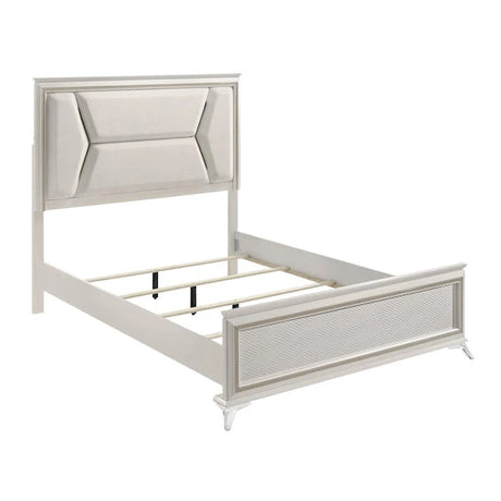 White & Gold Bedroom Set with LED Upholstered Bed – Modern Glam Audra Collection 1383 - sold by Home Elegance USA