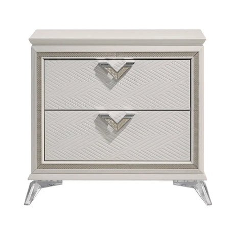 White & Gold Bedroom Set with LED Upholstered Bed – Modern Glam Audra Collection 1383 - sold by Home Elegance USA