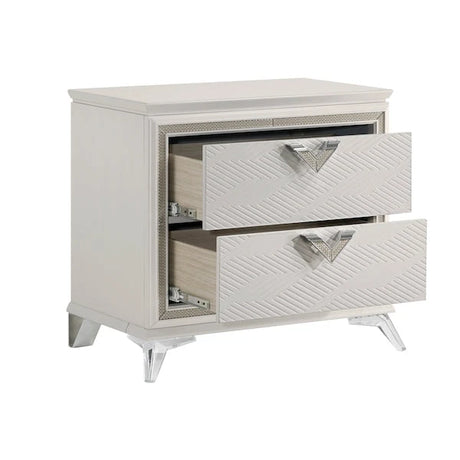 White & Gold Bedroom Set with LED Upholstered Bed – Modern Glam Audra Collection 1383 - sold by Home Elegance USA