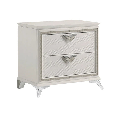 White & Gold Bedroom Set with LED Upholstered Bed – Modern Glam Audra Collection 1383 - sold by Home Elegance USA