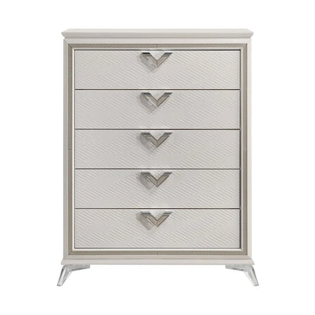 White & Gold Bedroom Set with LED Upholstered Bed – Modern Glam Audra Collection 1383 - sold by Home Elegance USA
