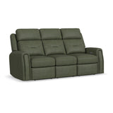 Felix Power Reclining Sofa With Power Headrest, Lumbar, Heat & Massage - Forest Green | Flexsteel