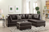 3 - pcs Sectional Sofa Espresso Bonded Leather Cushion Sofa Chaise Ottoman Reversible Couch Pillows - B011S00100 - image - 1