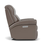 Davis Traditional Leather Power Recliner, Power Headrest | Flexsteel