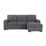 Melody Contemporary Sectional Sofa with Pullout in Grey Fabric