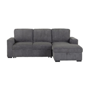 Melody Contemporary Sectional Sofa with Pullout in Grey Fabric - sold by Home Elegance USA