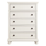 Casual White Finish 1pc Chest of Drawers Antique Bronze Tone Knobs Bun Feet Bedroom Furniture