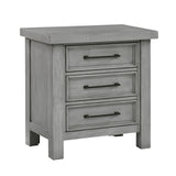 Transitional Antique Gray Finish Nightstand of 3x Drawers Classic Bedroom Furniture 1pc Bedside Cabinet