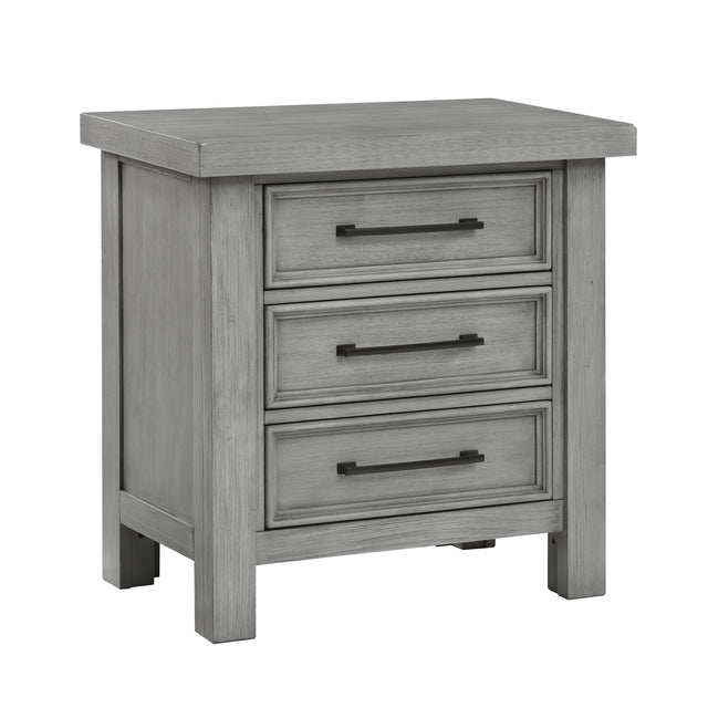 Transitional Antique Gray Finish Nightstand of 3x Drawers Classic Bedroom Furniture 1pc Bedside Cabinet