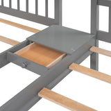 Full Over Twin & Twin Bunk Bed, Wood Triple Bunk Bed with Drawers and Guardrails (Gray) - sold by Home Elegance USA