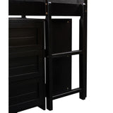 Low Twin Size Loft Bed with Cabinets, Shelves and Slide - Espresso(OLD SKU :LP000503AAP) - Home Elegance USA