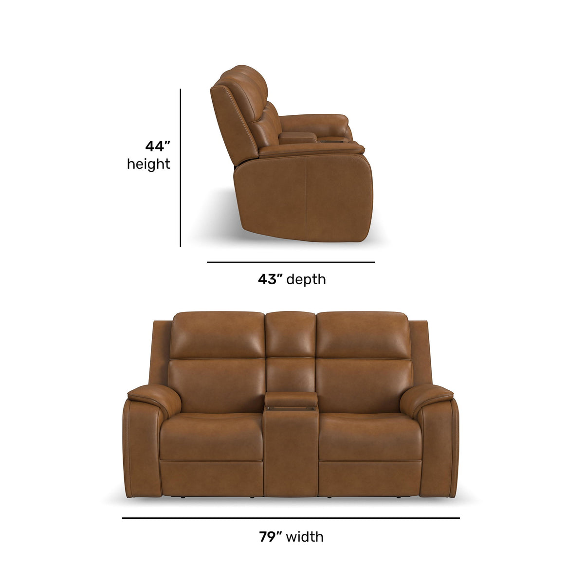 Ziggy Power Reclining Loveseat With Console, Power Headrest, Lumbar, Heat & Massage - Camel | Flexsteel