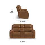 Ziggy Power Reclining Loveseat With Console, Power Headrest, Lumbar, Heat & Massage - Camel | Flexsteel