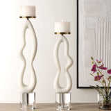 Feamelo Ivory Stone Candleholders (Set of 2) - Beige by Uttermost - View 2
