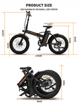 AOSTIRMOTOR Folding Electric Bike Ebike Bicycle 500W Motor 20" Fat Tire With 36V/13Ah Li - Battery Beach Snow Bicycle A20 - 20211221A20B - Home Elegance USA - 2