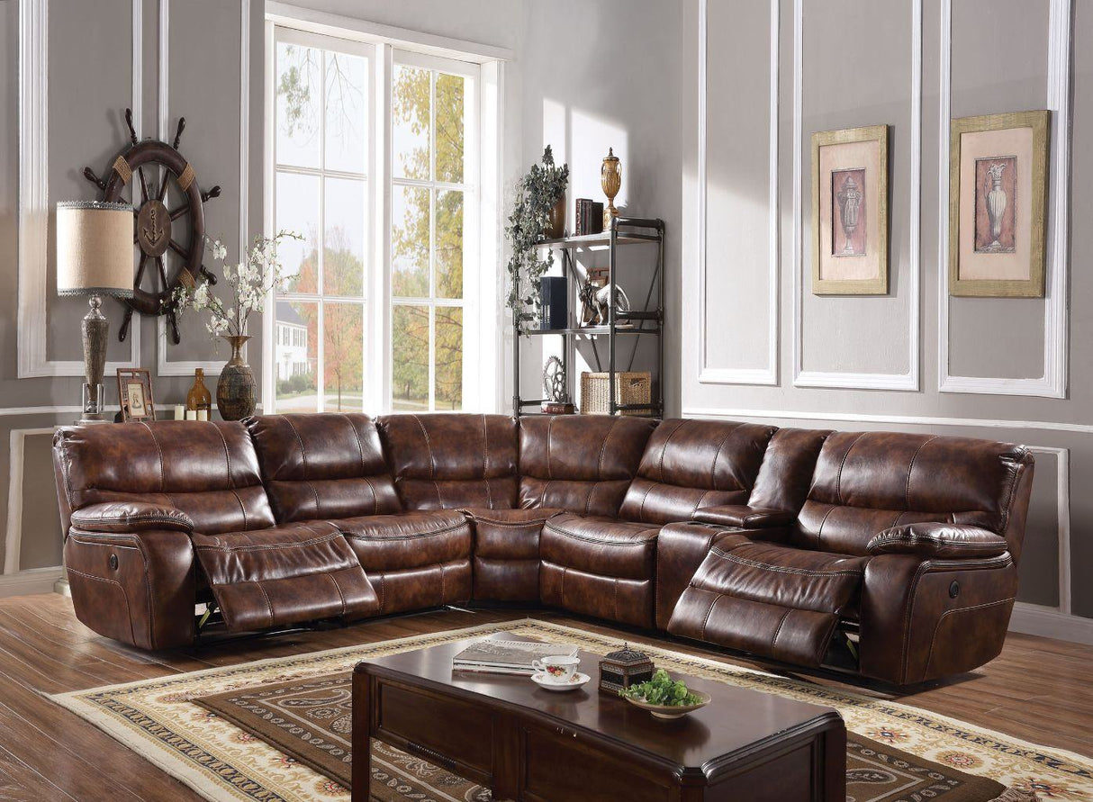 Brax - Sectional Sofa - 2 - Tone Brown Leather - Gel | Home Elegance USA