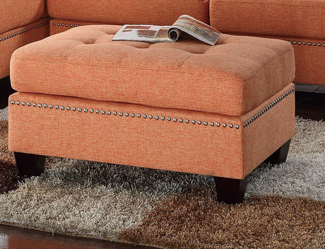 Modern Citrus Color 3pcs Sectional Living Room Furniture Reversible Chaise Sofa And Ottoman Tufted Polyfiber Linen Like Fabric Cushion Couch Pillows - sold by Home Elegance USA