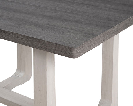 Transitional Style 5pc Dining Set Gray Upholstered Fabric Chairs Dining Table Trestle Base Table 4x Side Chairs Dining Room - sold by Home Elegance USA