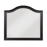 Black-framed mirror on a white background