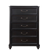 Black dresser with four drawers on a white background