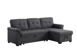 Lucca Dark Gray Linen Reversible Sleeper Sectional Sofa with Storage Chaise - Home Elegance USA