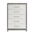 Five Drawers Chest Ivory and Gray Finish Bedroom Furniture 1pc