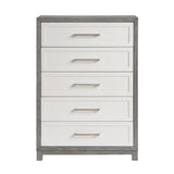 Five Drawers Chest Ivory and Gray Finish Bedroom Furniture 1pc