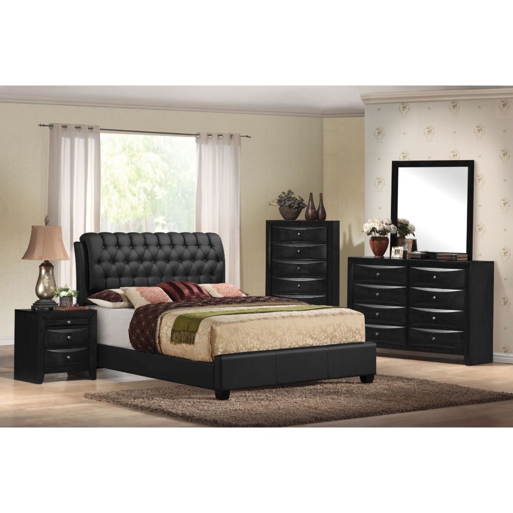 Acme - Ireland II EK Bed 14347EK Black Synthetic Leather