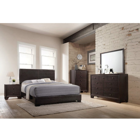 Acme - Ireland III EK Bed 14367EK Brown Synthetic Leather