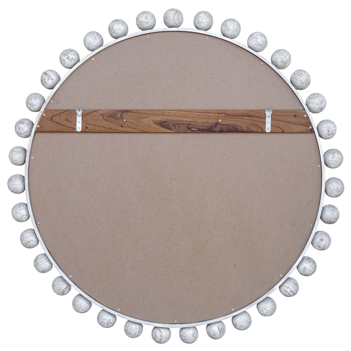 Cyra Wood Round Mirror Aged Ivory - Silver by Uttermost - View 7