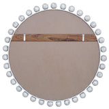 Cyra Wood Round Mirror Aged Ivory - Silver by Uttermost - View 7