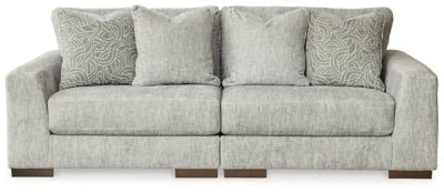 Ashley Pewter Regent Park 14404S4 2 - Piece Sectional Loveseat - Chenille | Home Elegance USA