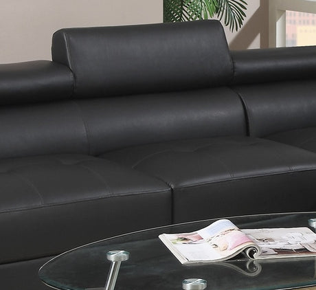 Black Color Sectional Living Room Furniture Faux Leather Adjustable Headrest Right Facing Chaise & Left Facing Sofa - sold by Home Elegance USA