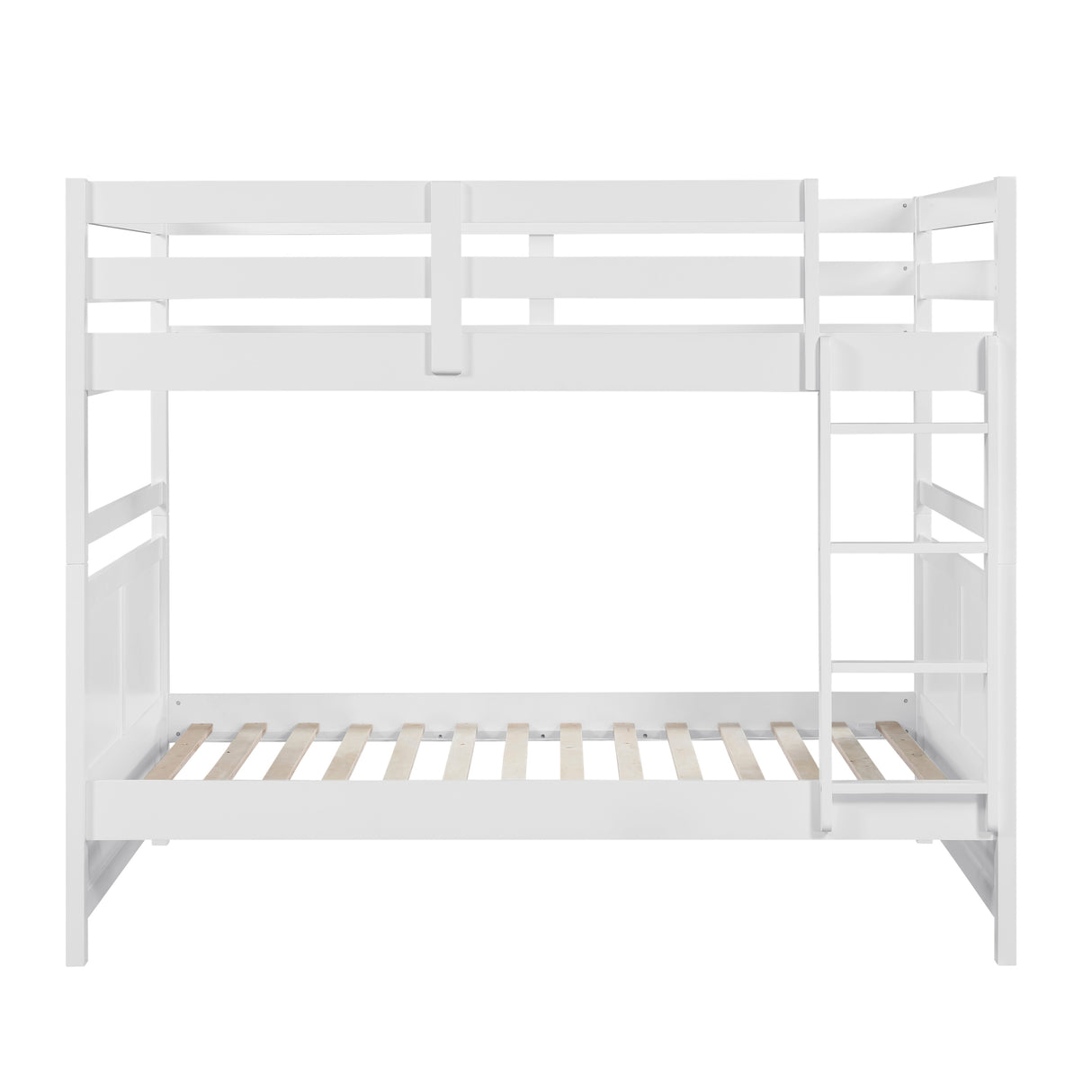 Bunk Bed Full Over Full White Finish Sturdy Wood Frame Guard Rails Youth Bedroom Furniture 1pc - sold by Home Elegance USA