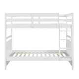 Bunk Bed Full Over Full White Finish Sturdy Wood Frame Guard Rails Youth Bedroom Furniture 1pc - sold by Home Elegance USA