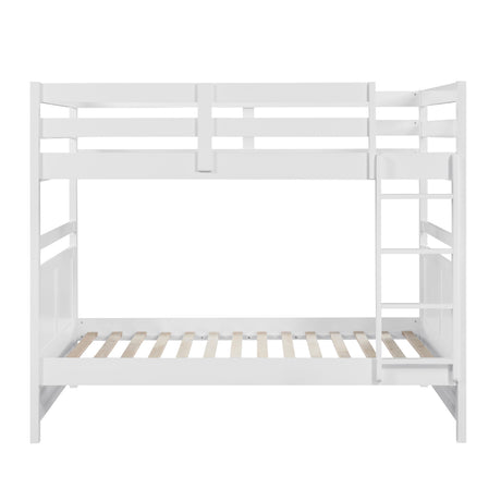 Bunk Bed Full Over Full White Finish Sturdy Wood Frame Guard Rails Youth Bedroom Furniture 1pc - sold by Home Elegance USA