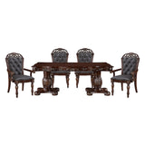 Homelegance Adelina 7 Piece Traditional Double Pedestal Dining Room Set – Cherry & Gold Finish - Home Elegance USA